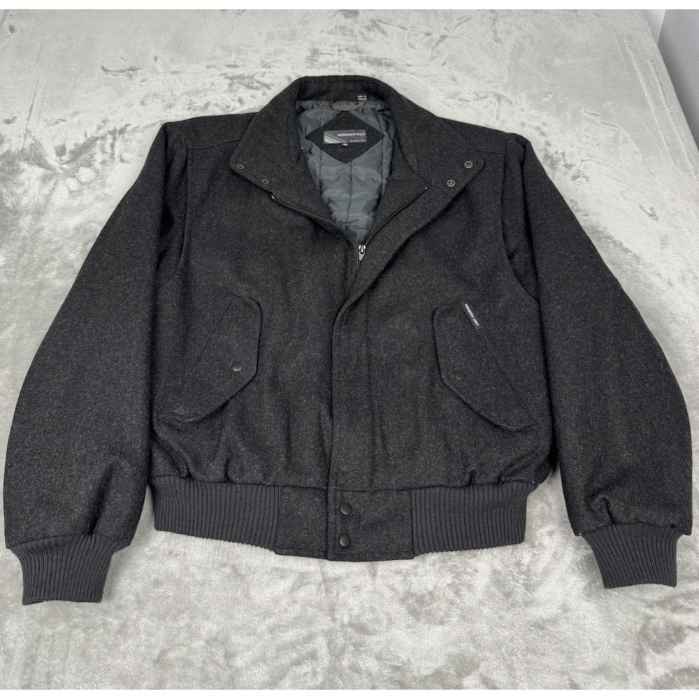 Vintage Members Only Gray Wool Bomber Jacket Mens 44 Large Mackinaw Style Coat